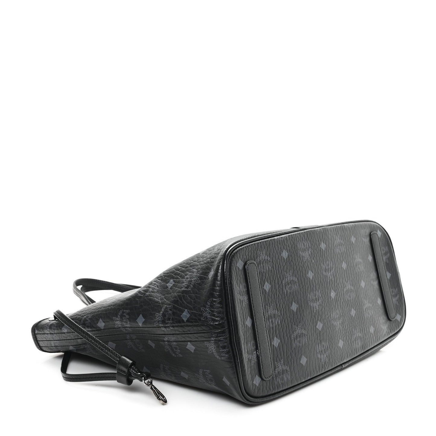 MCM Grained Calfskin Visetos Medium Liz Reversible Shopper Tote Black