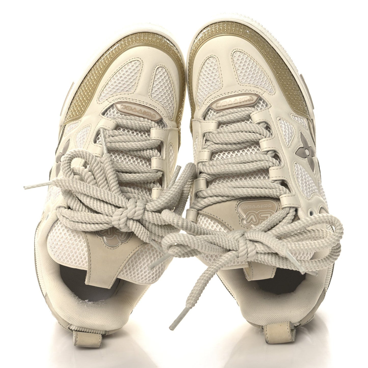 Louis Vuitton Calfskin Mesh Womens LV Skate Sneaker Beige White
