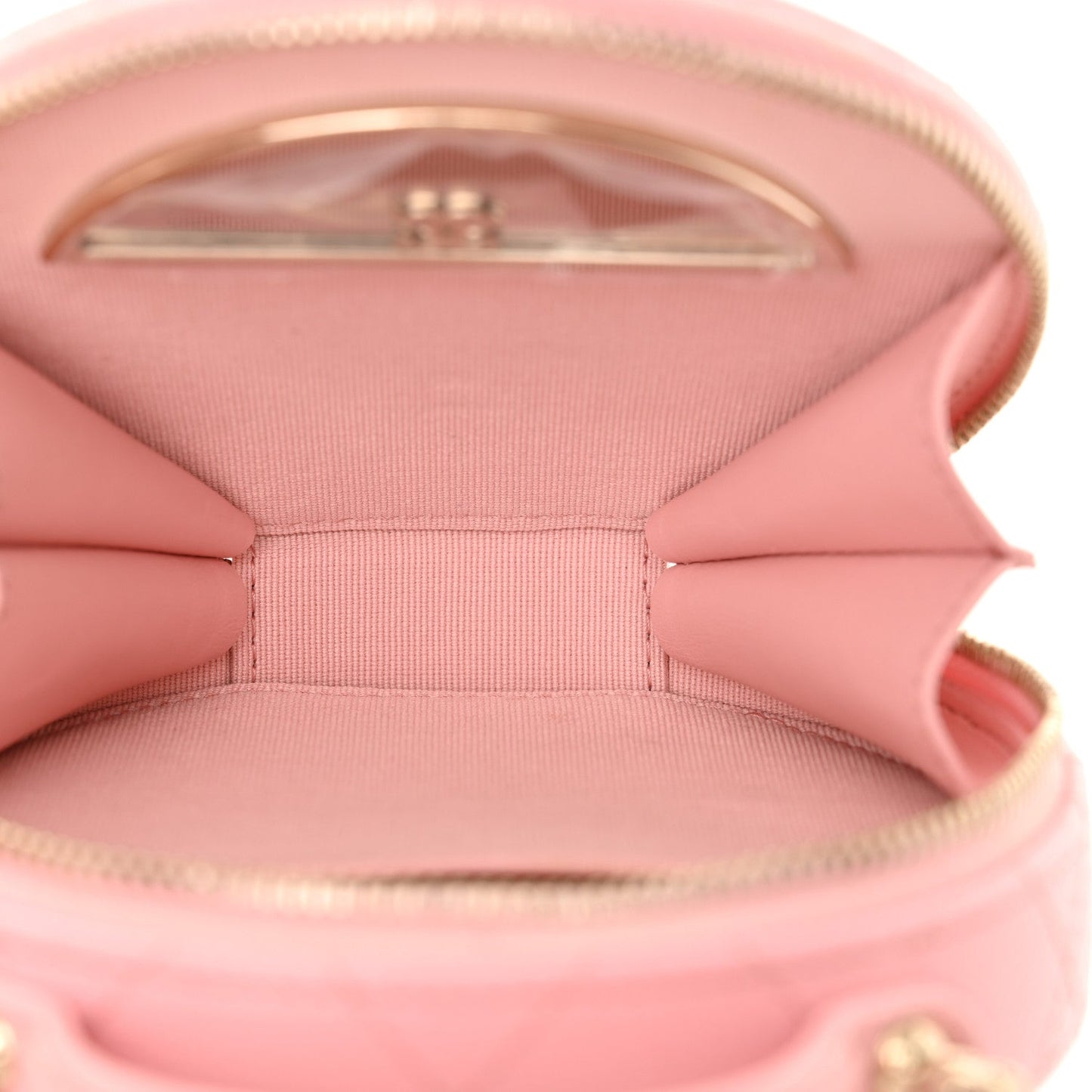 Chanel Caviar Quilted Round Handle With Care Vanity With Chain Pink
