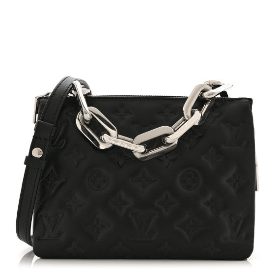 Louis Vuitton Lambskin Embossed Monogram Coussin BB Black