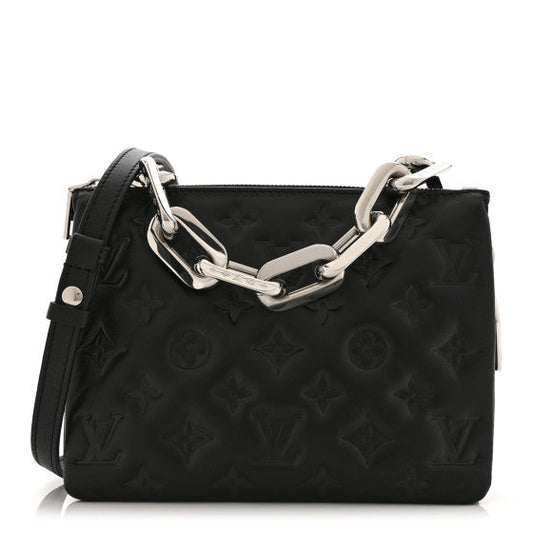 Louis Vuitton Lambskin Embossed Monogram Coussin BB Black