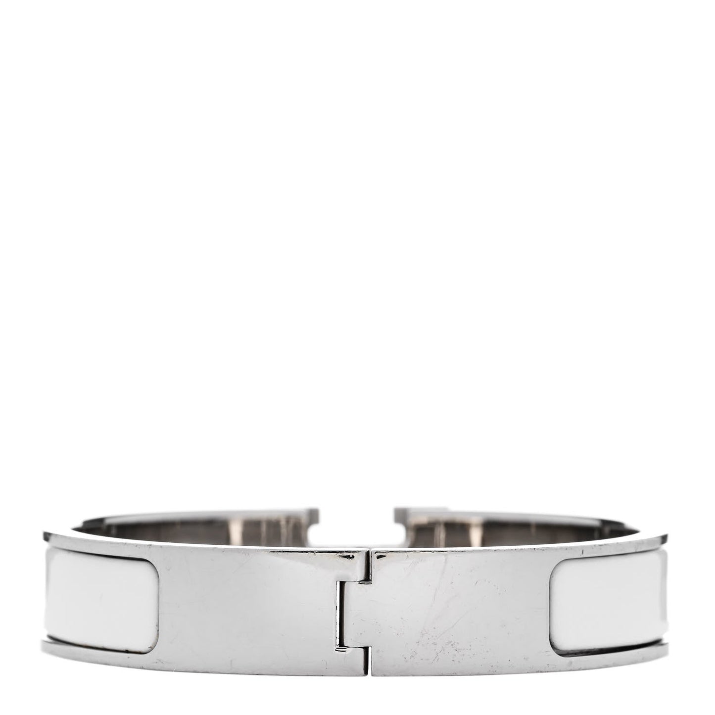 Hermes Enamel Narrow Clic Clac H Bracelet PM White