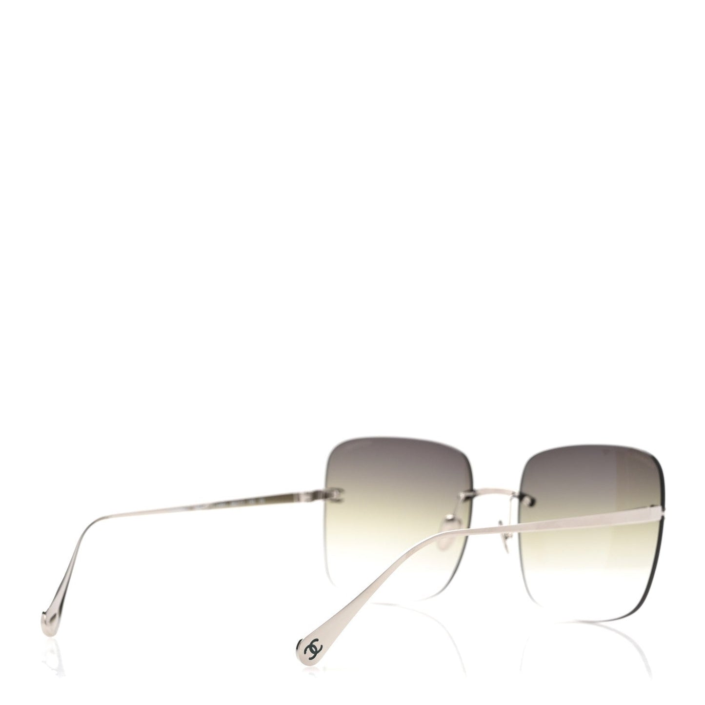 Chanel Titanium Rimless Square Sunglasses 4287-T Silver