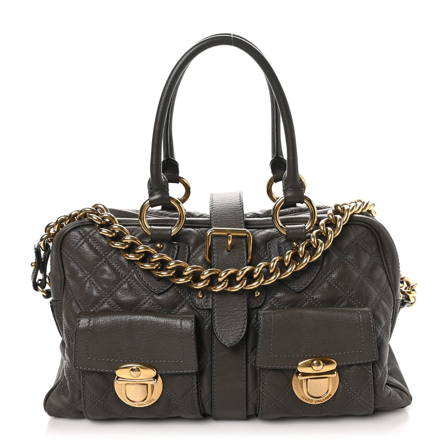 Marc Jacobs Calfskin Quilted Venetia Satchel Grey