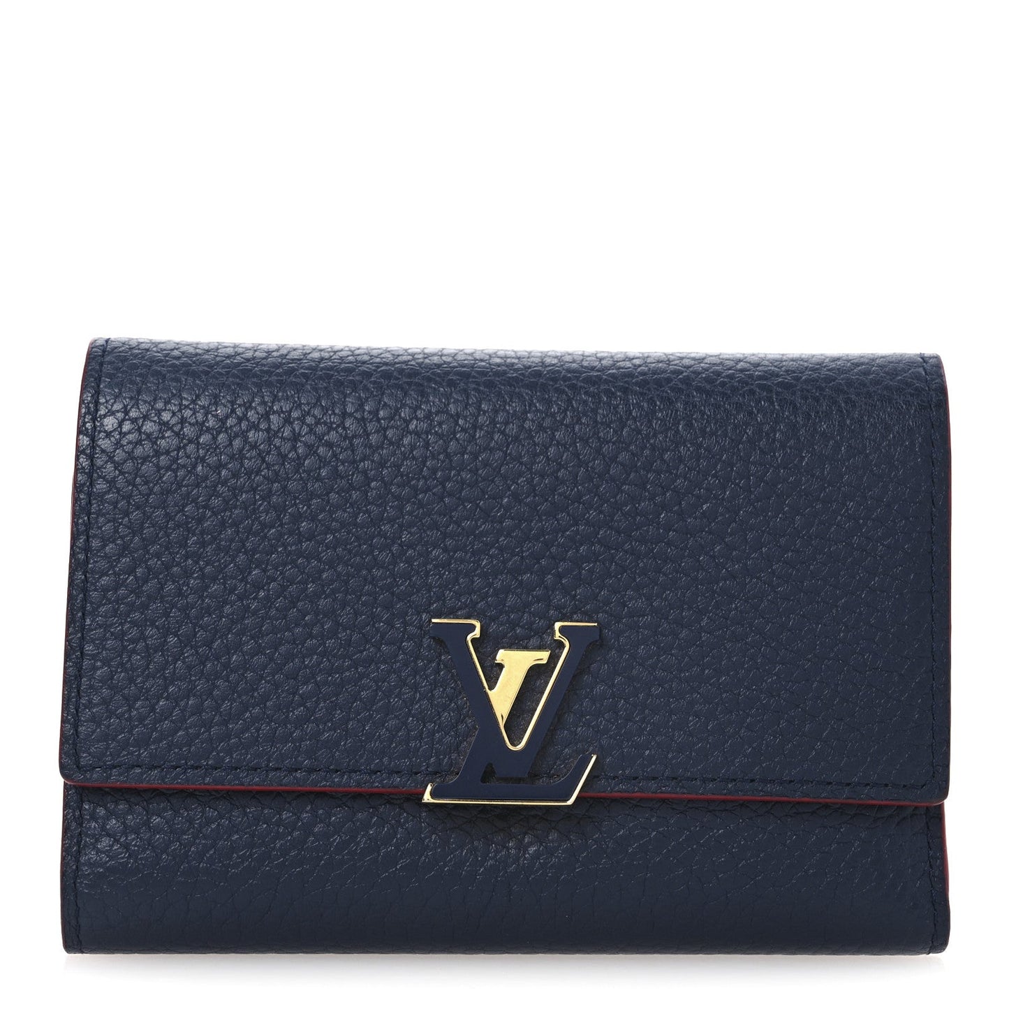 Louis Vuitton Taurillon Capucines Compact Wallet Marine Rouge