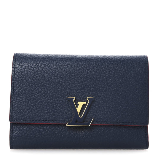 Louis Vuitton Taurillon Capucines Compact Wallet Marine Rouge