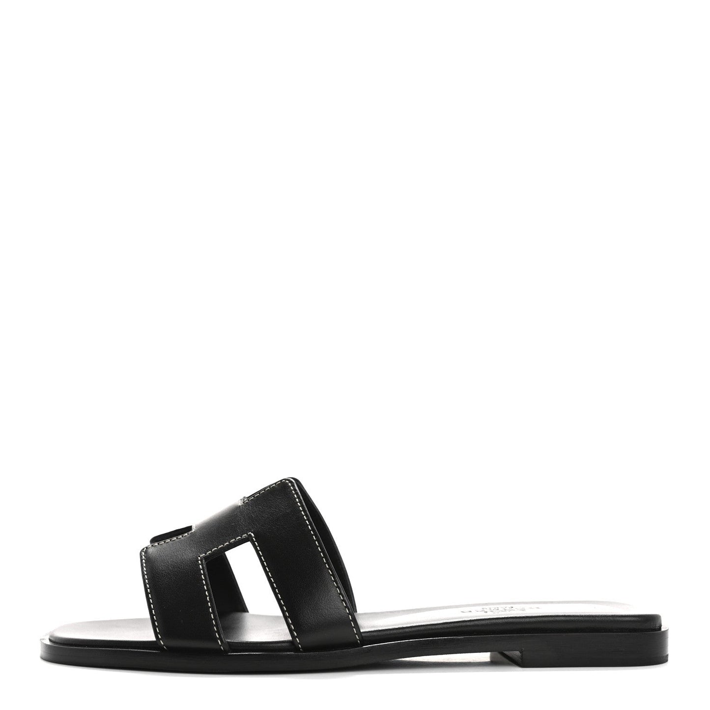 Hermes Box Calfskin Oran Sandals 36.5 Black