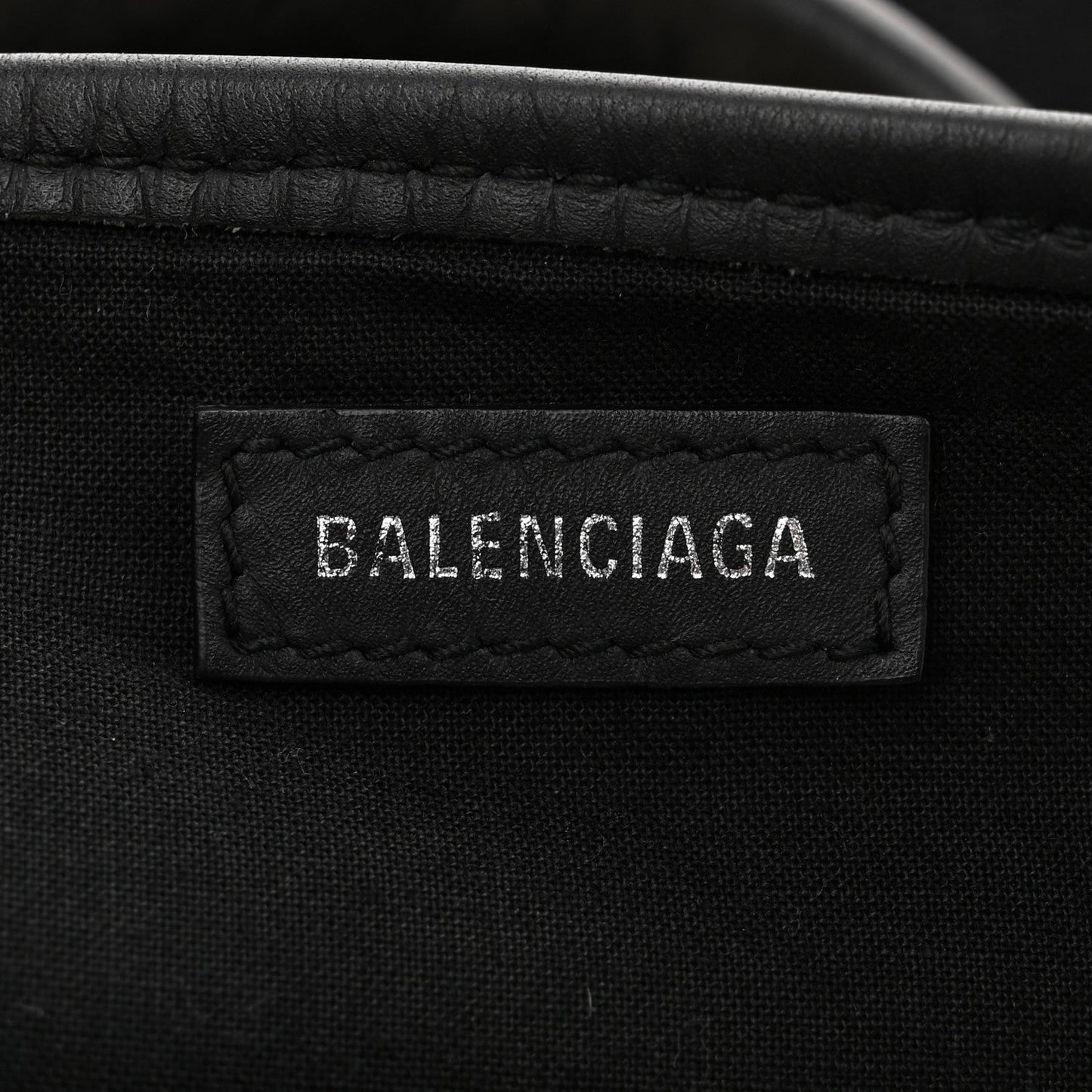 Balenciaga Cotton Canvas Calfskin Navy Cabas XS Natural Black