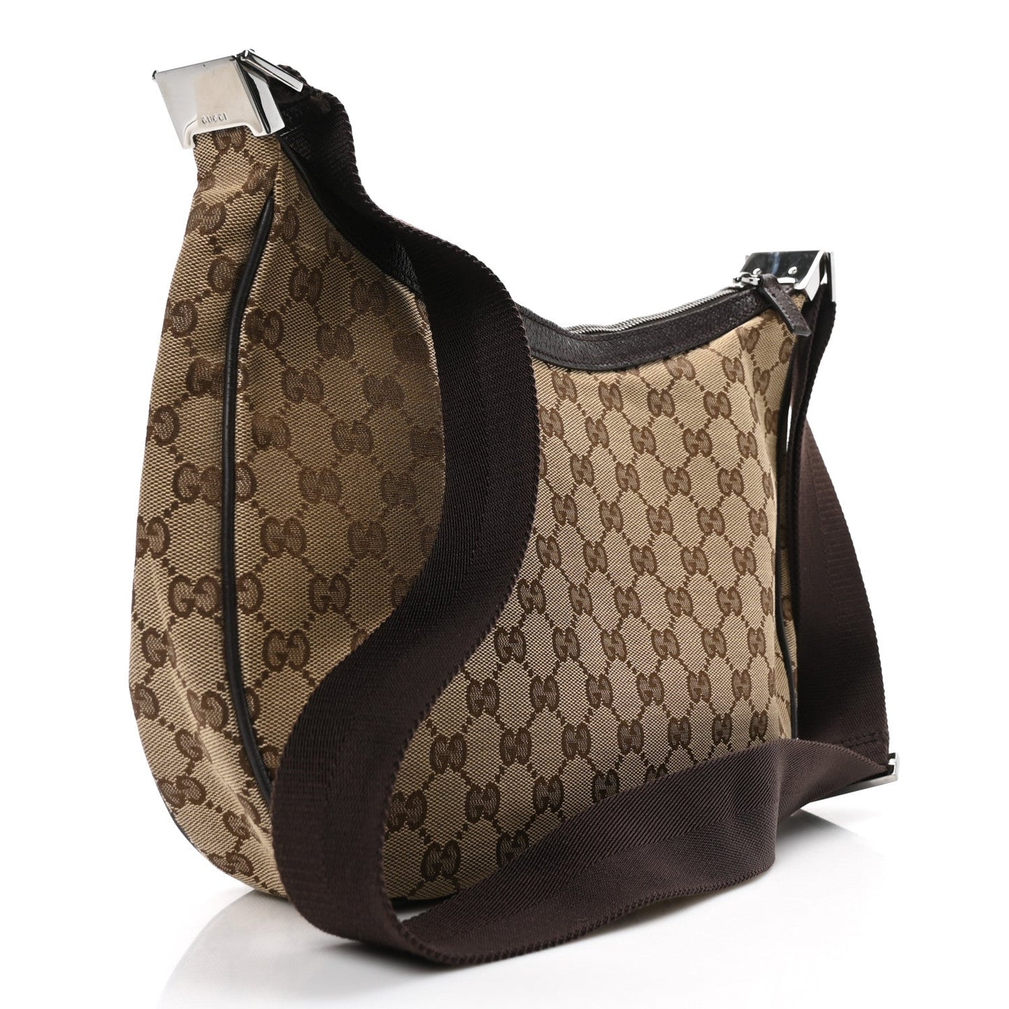 Gucci Monogram Medium Half Moon Hobo Dark Brown