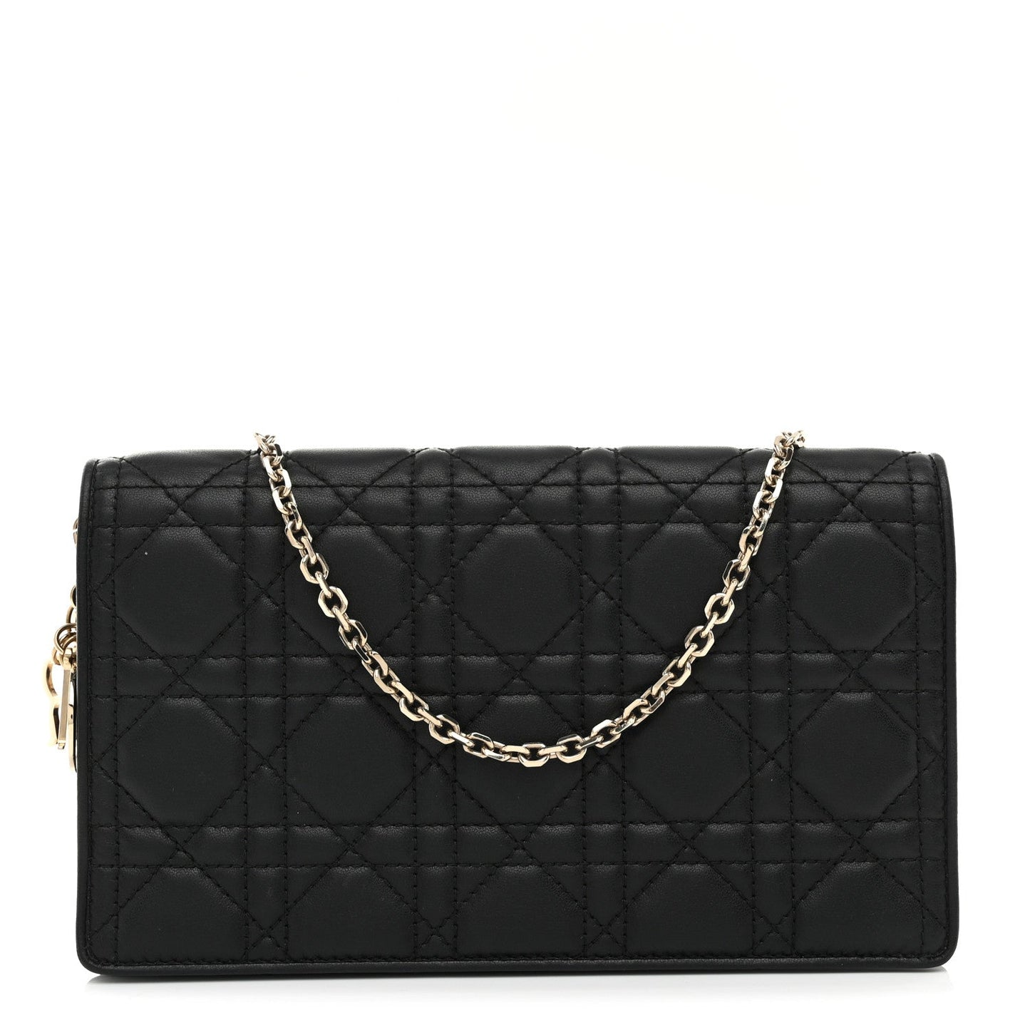 Christian Dior Lambskin Cannage Lady Dior Pouch Black