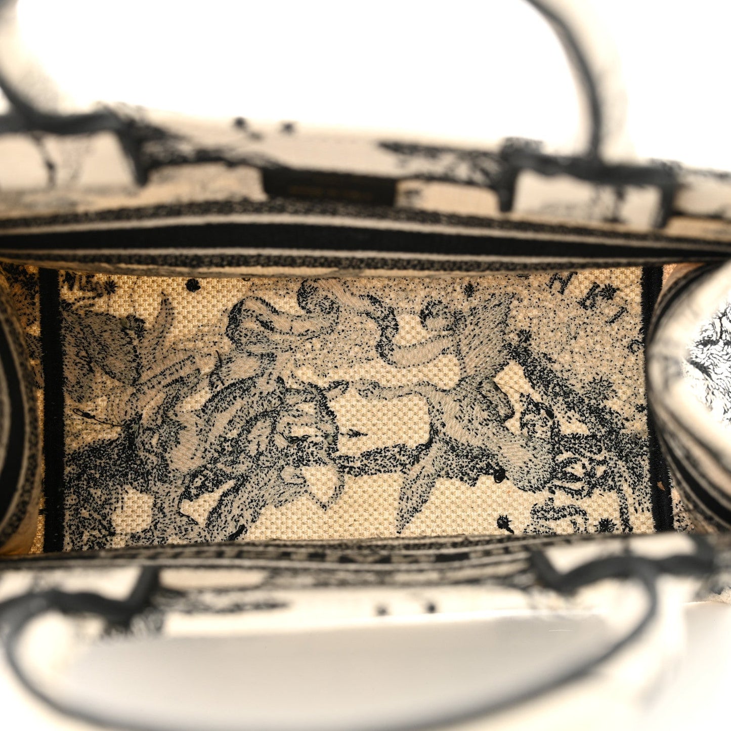 Christian Dior Canvas Embroidered Small Zodiac Toile De Jouy Book Tote Latte