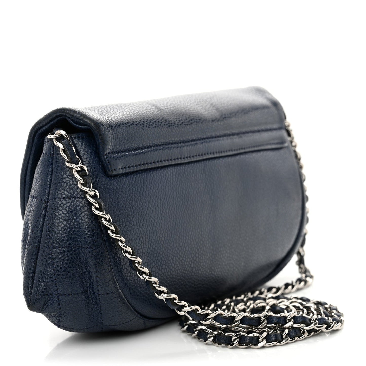 Chanel Caviar Half Moon Wallet On Chain WOC Navy