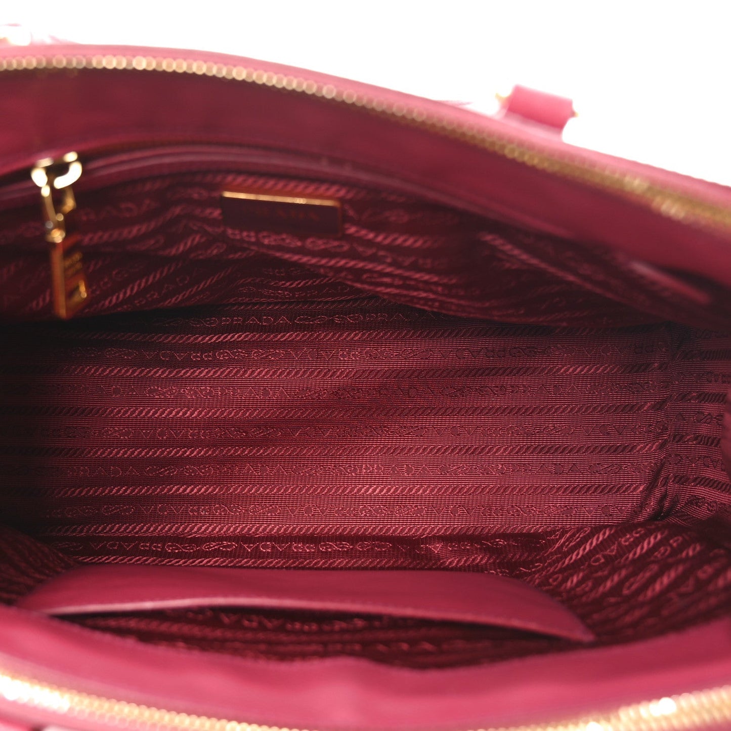 Prada Saffiano Small Galleria Double Zip Tote Peonia
