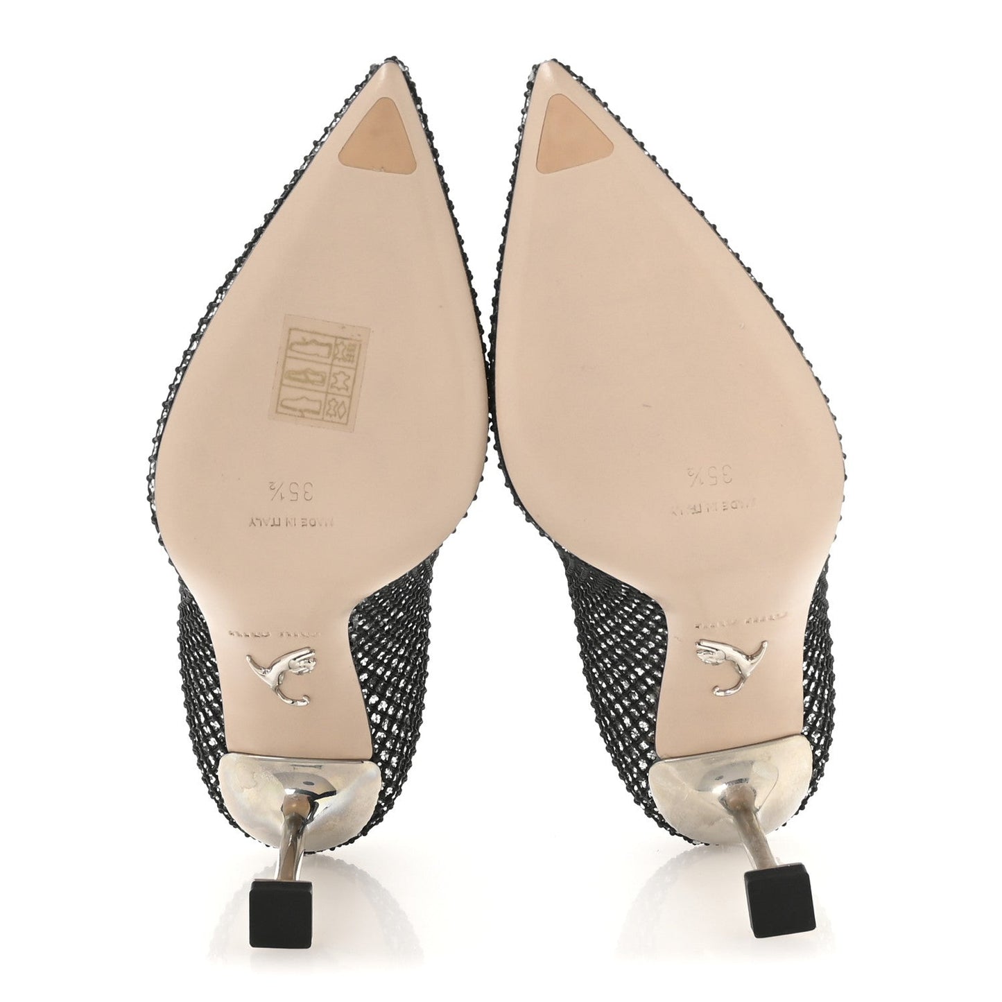 Miu Miu Glitter Rete 85 Pumps 35.5 Silver Black