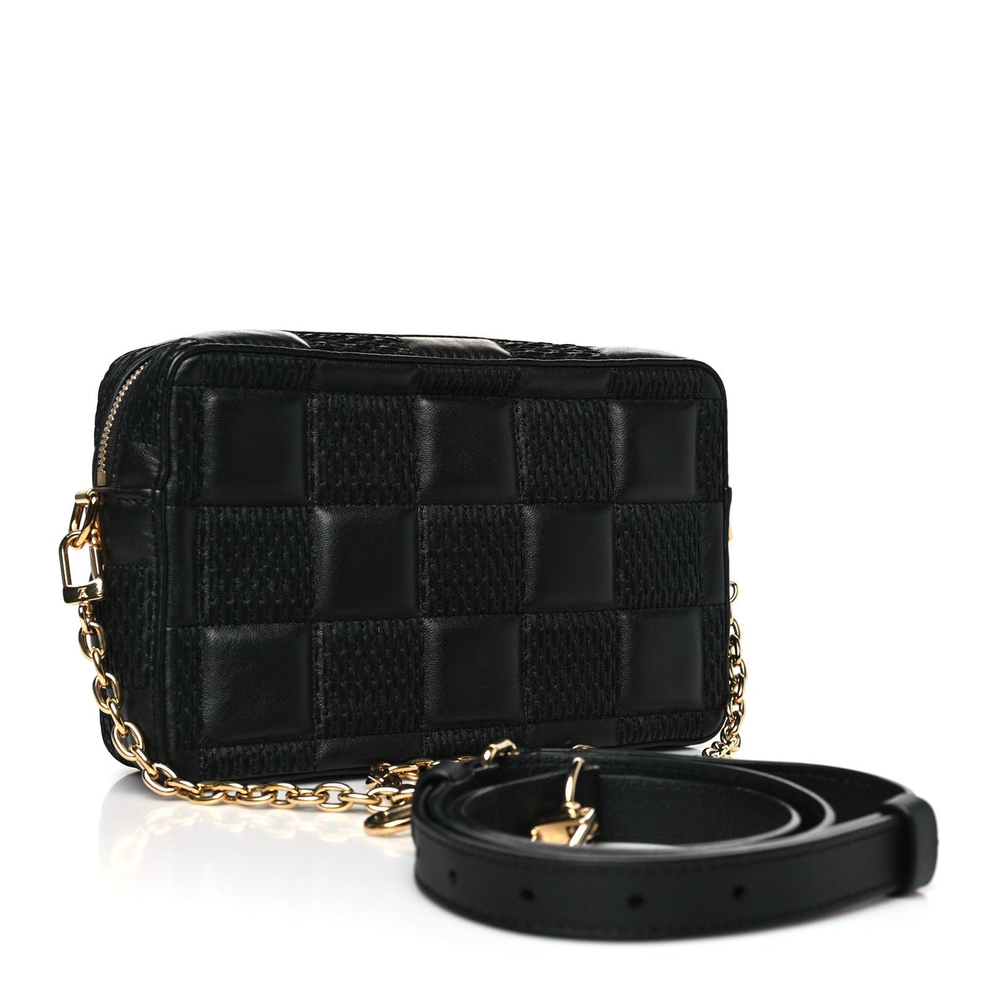Louis Vuitton Lambskin Damier Quilt Troca PM Black