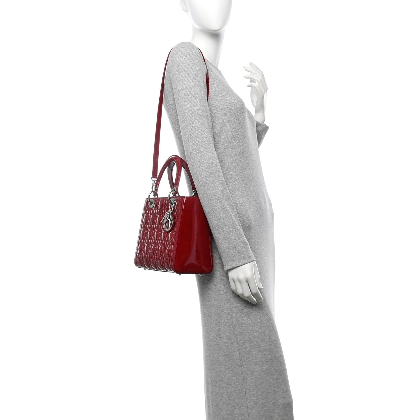 Christian Dior Patent Cannage Medium Lady Dior Red