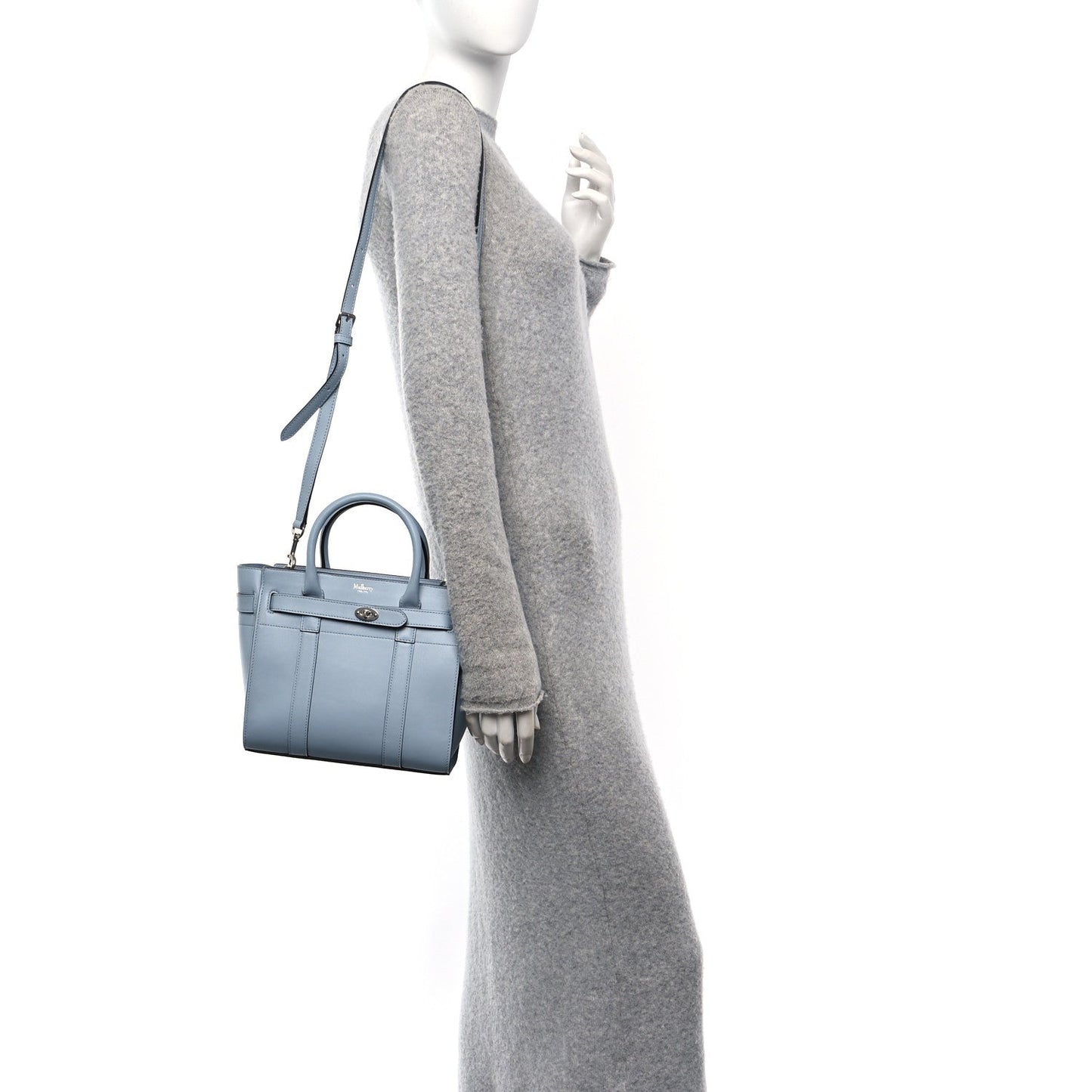 Mulberry Micro Classic Grain Mini Zipped Bayswater Poplin Blue