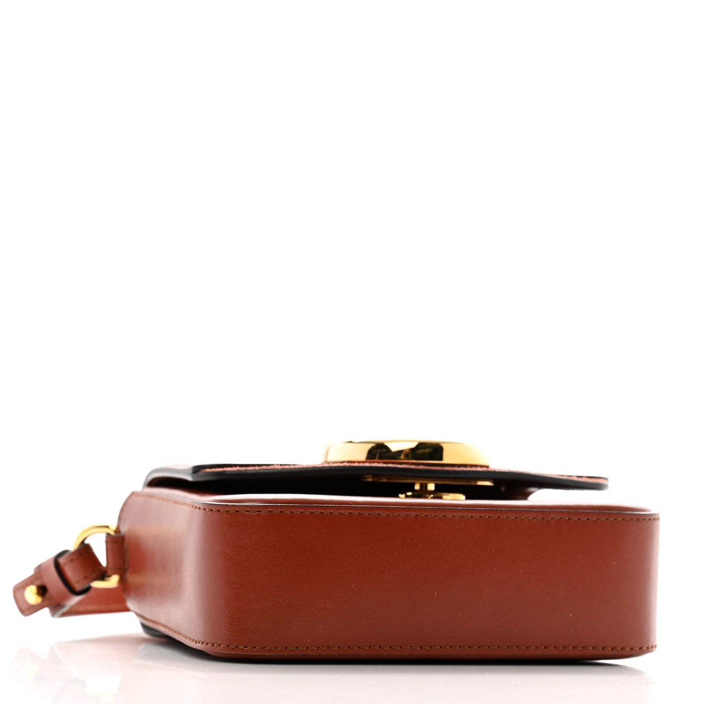 Chloe Shiny Calfskin Suede Mini C Bag Sepia Brown