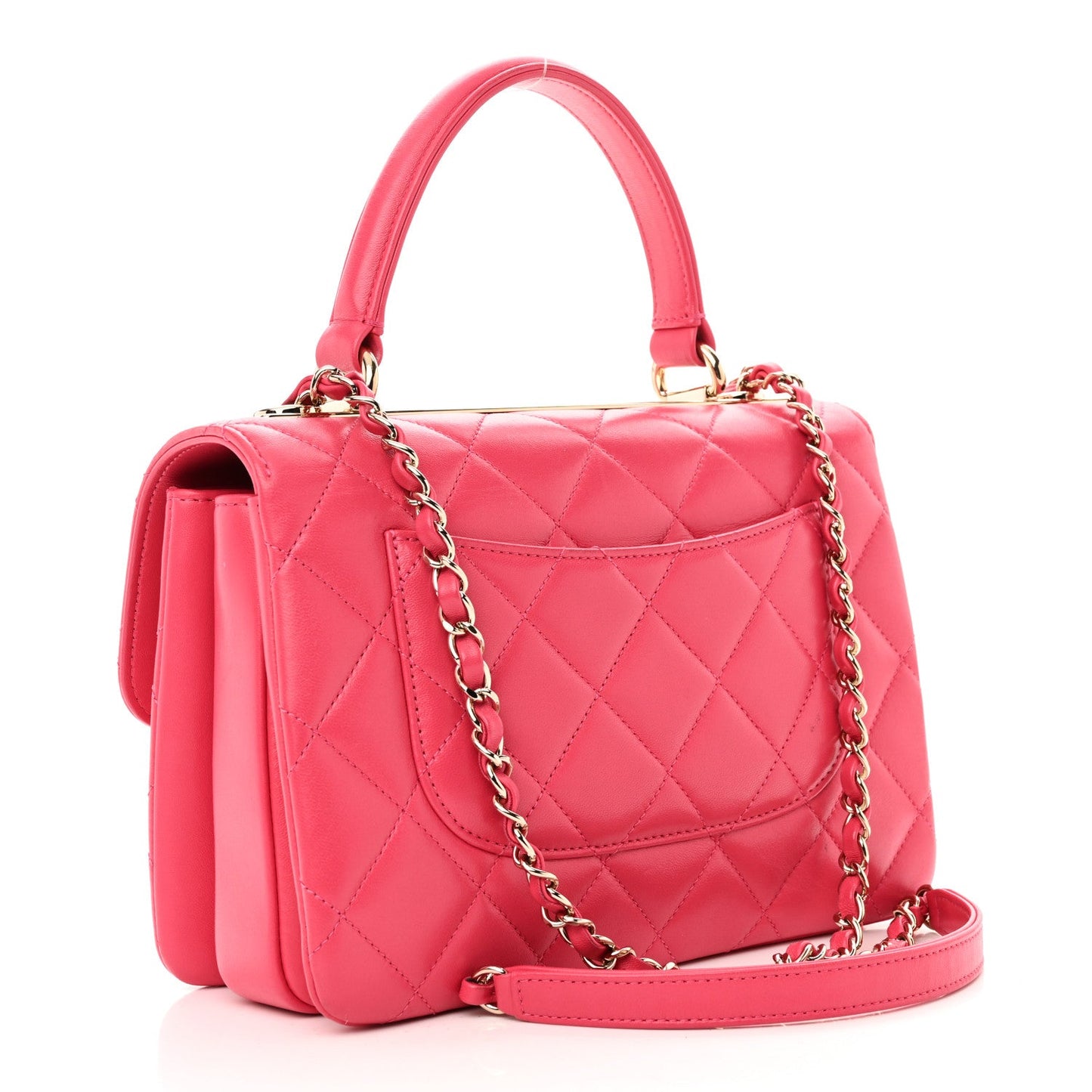 Chanel Lambskin Quilted Small Trendy CC Flap Dual Handle Bag Dark Pink