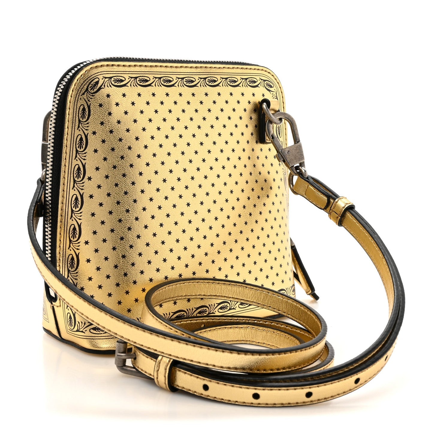Gucci X SEGA Calfskin GUCCY Stars Mini Dome Shoulder Bag Gold