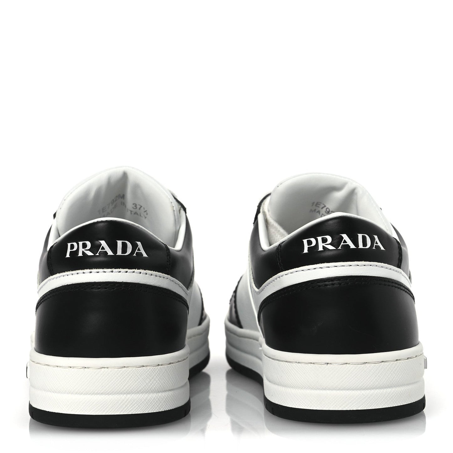 Prada Vitello Sport Spazzolato Rois Metal Triangle Logo Downtown Low Top Sneakers 37.5 White Black