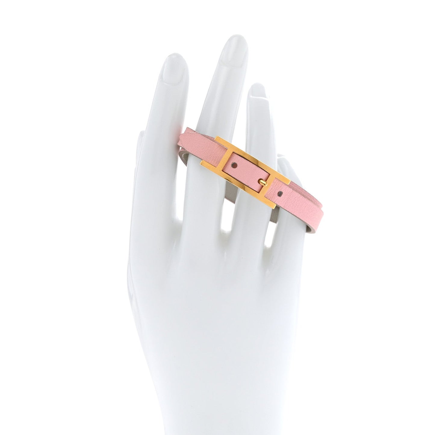 Hermes Swift Behapi Double Tour Bracelet T2 Rose Sakura Gris Perle