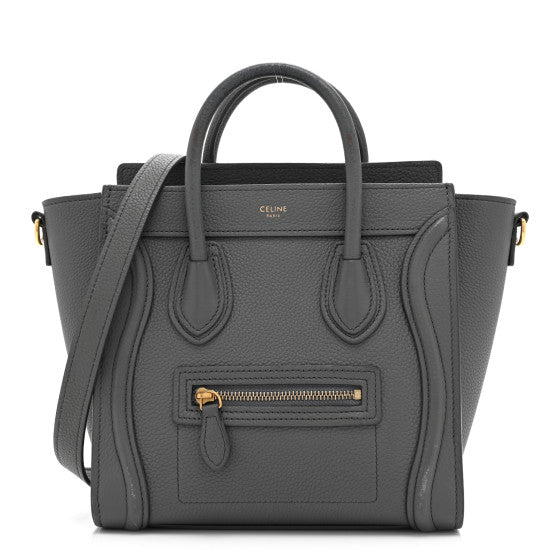 Celine Baby Drummed Calfskin Nano Luggage  Kohl