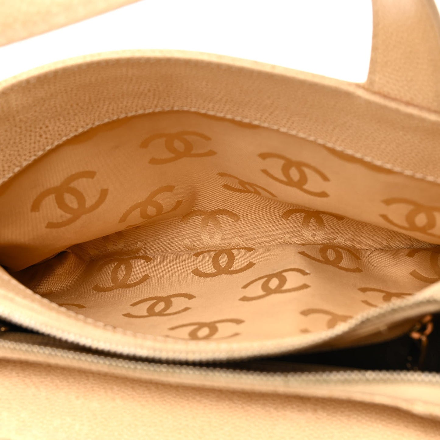 Chanel Caviar CC Shoulder Bag Beige