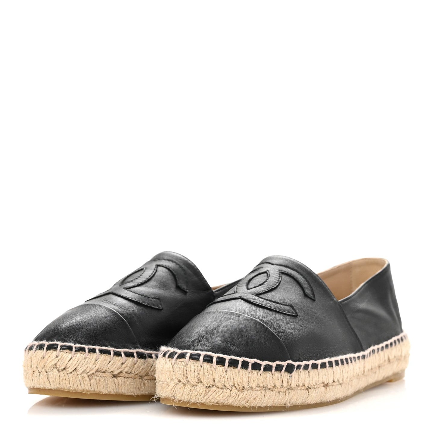 Chanel Lambskin CC Espadrilles 38 Black