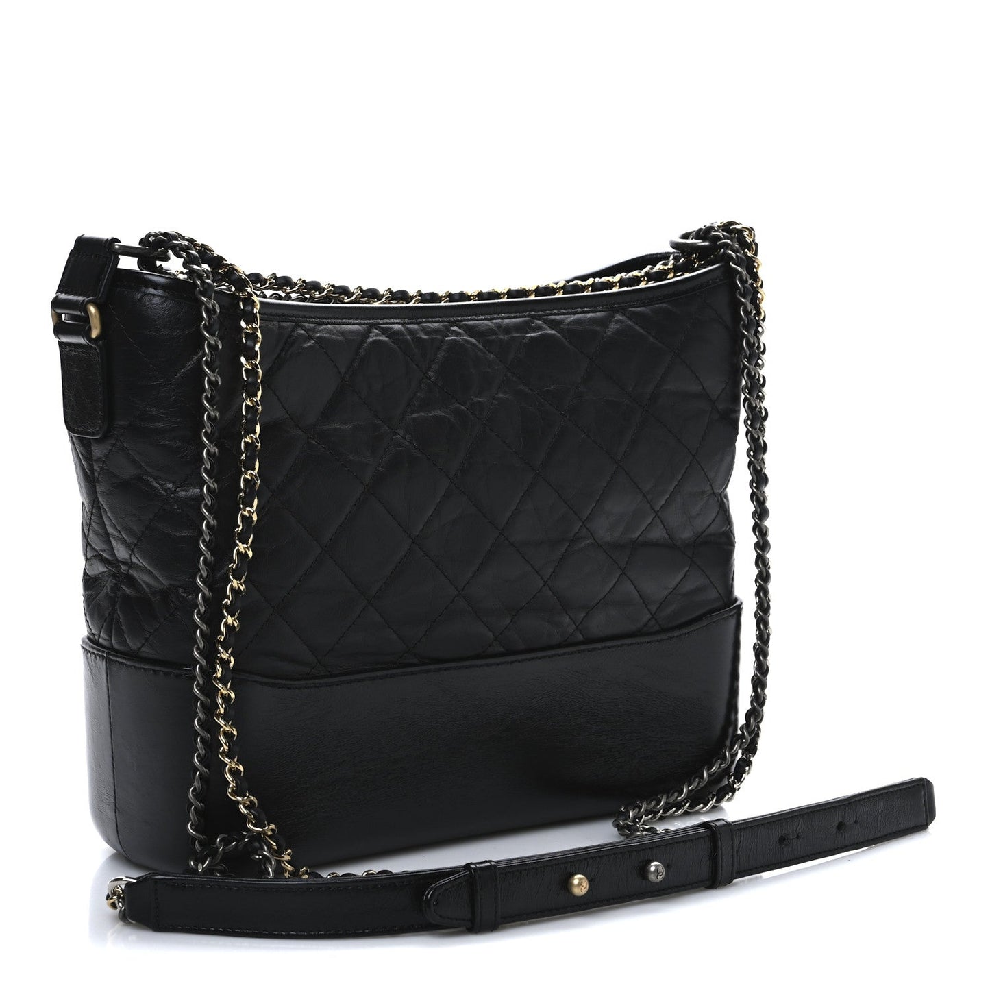 Chanel Aged Calfskin Quilted Medium Gabrielle Hobo Black