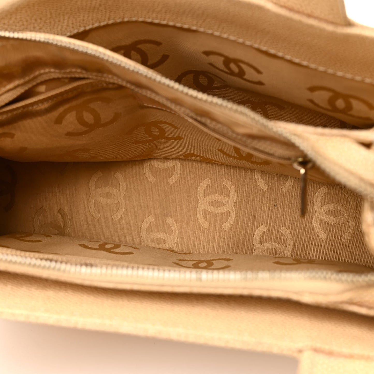 Chanel Caviar CC Shoulder Bag Beige