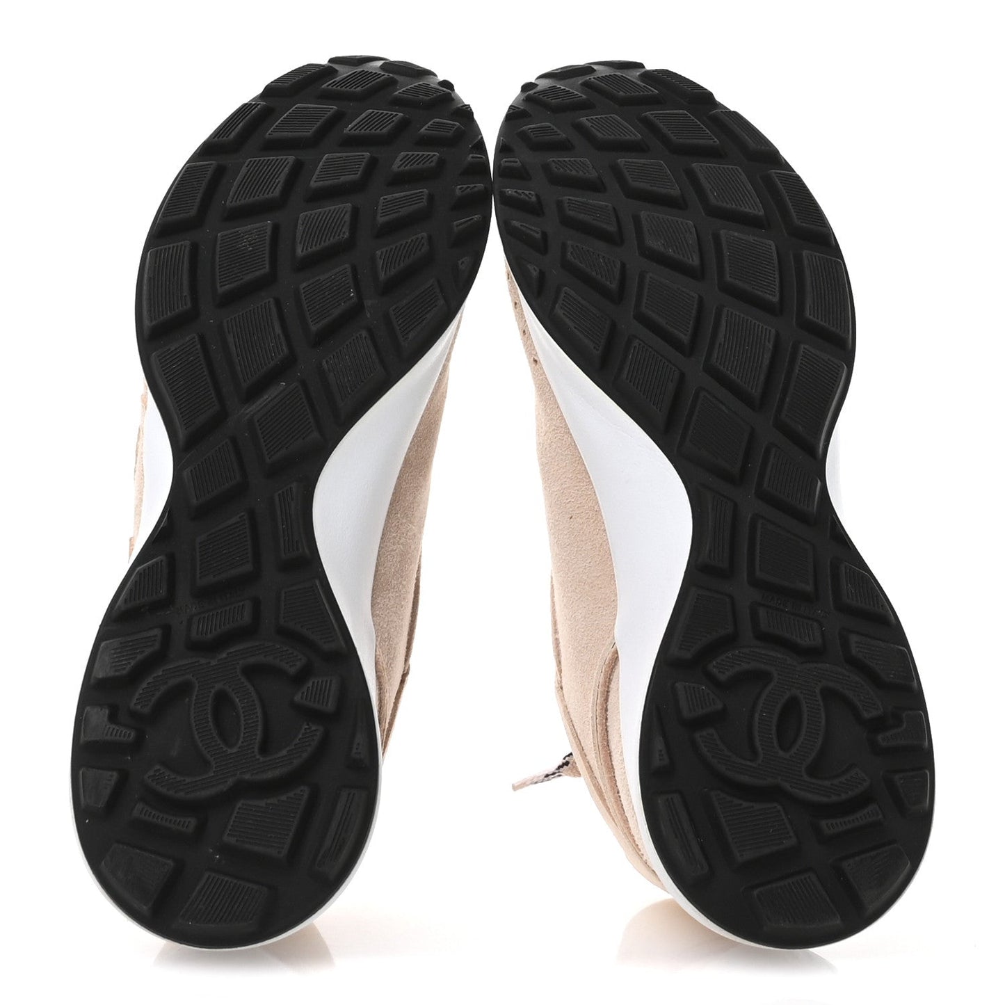 Chanel Suede Goatskin CC Sneakers 37 Light Pink