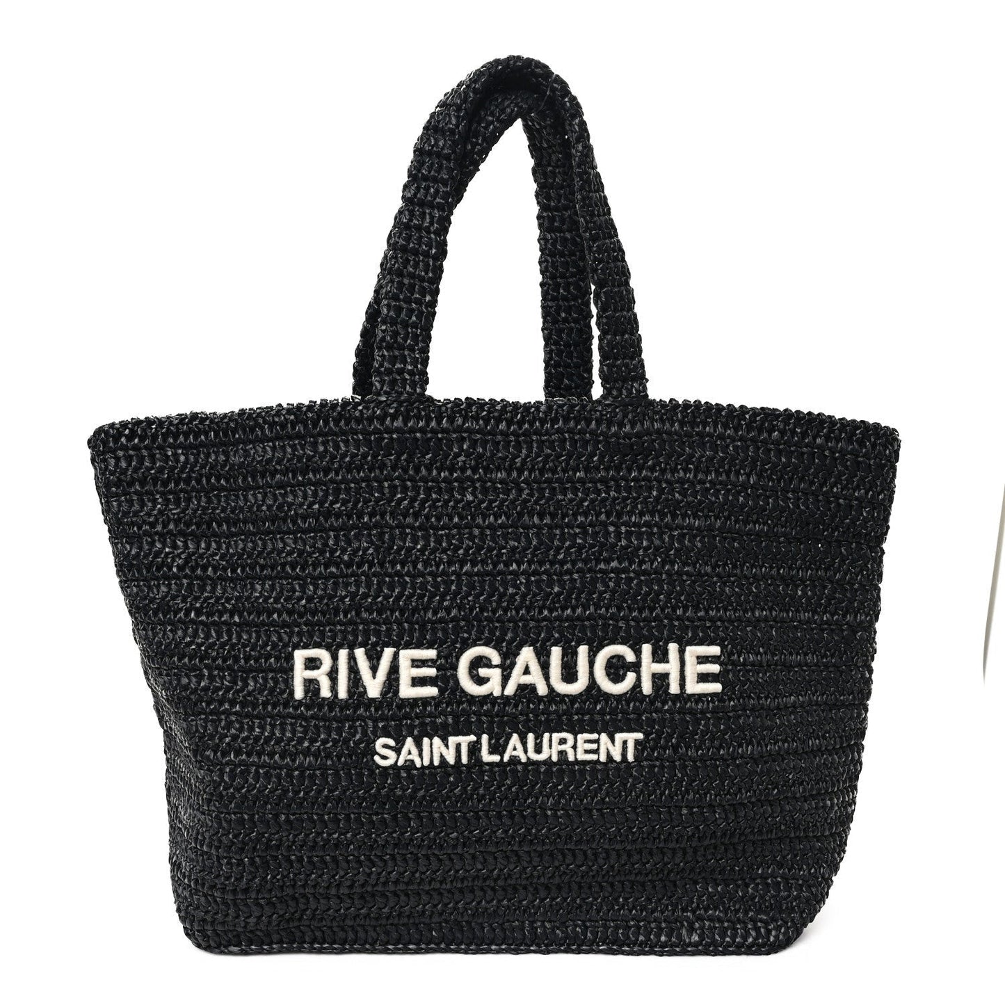 Saint Laurent Raffia Rive Gauche Tote Black