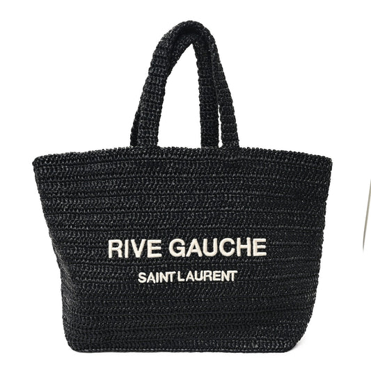 Saint Laurent Raffia Rive Gauche Tote Black