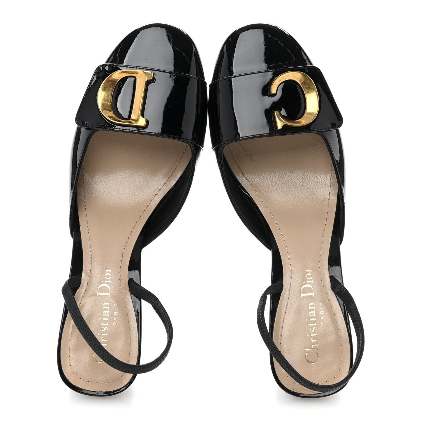 Christian Dior Patent C'est Dior Slingback Pumps 38 Black