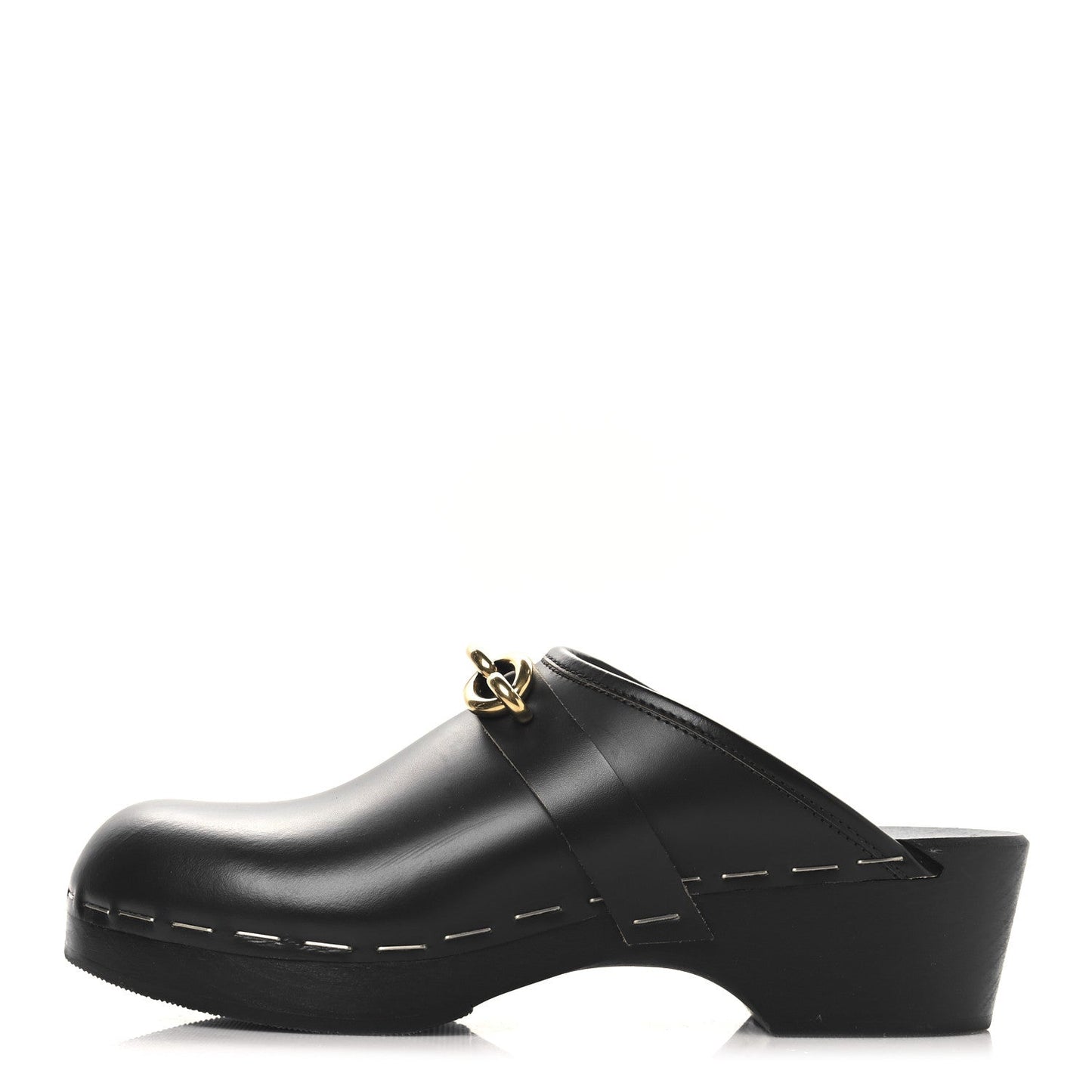 Saint Laurent Smooth Calfskin Le Maillon Clogs 39 Black