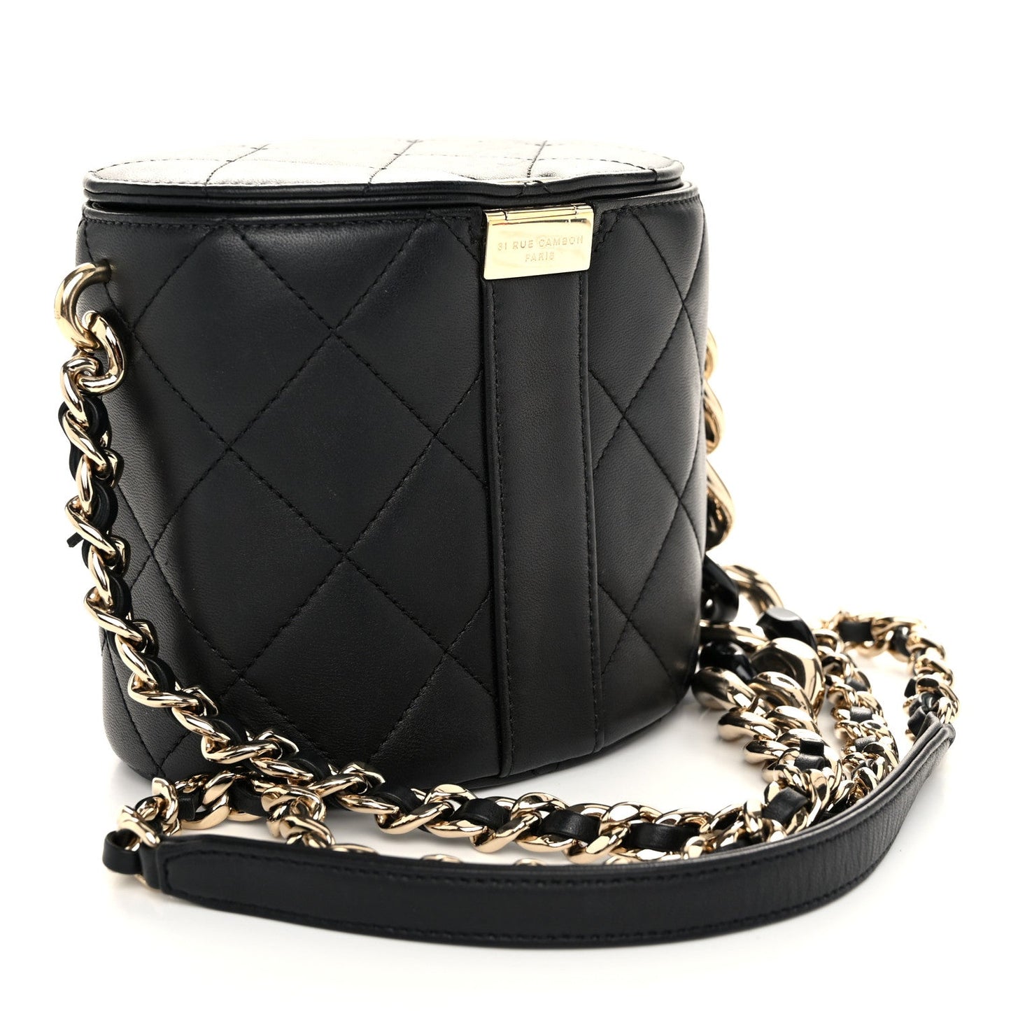 Chanel Lambskin Resin Elegant Chain Vanity Case Black