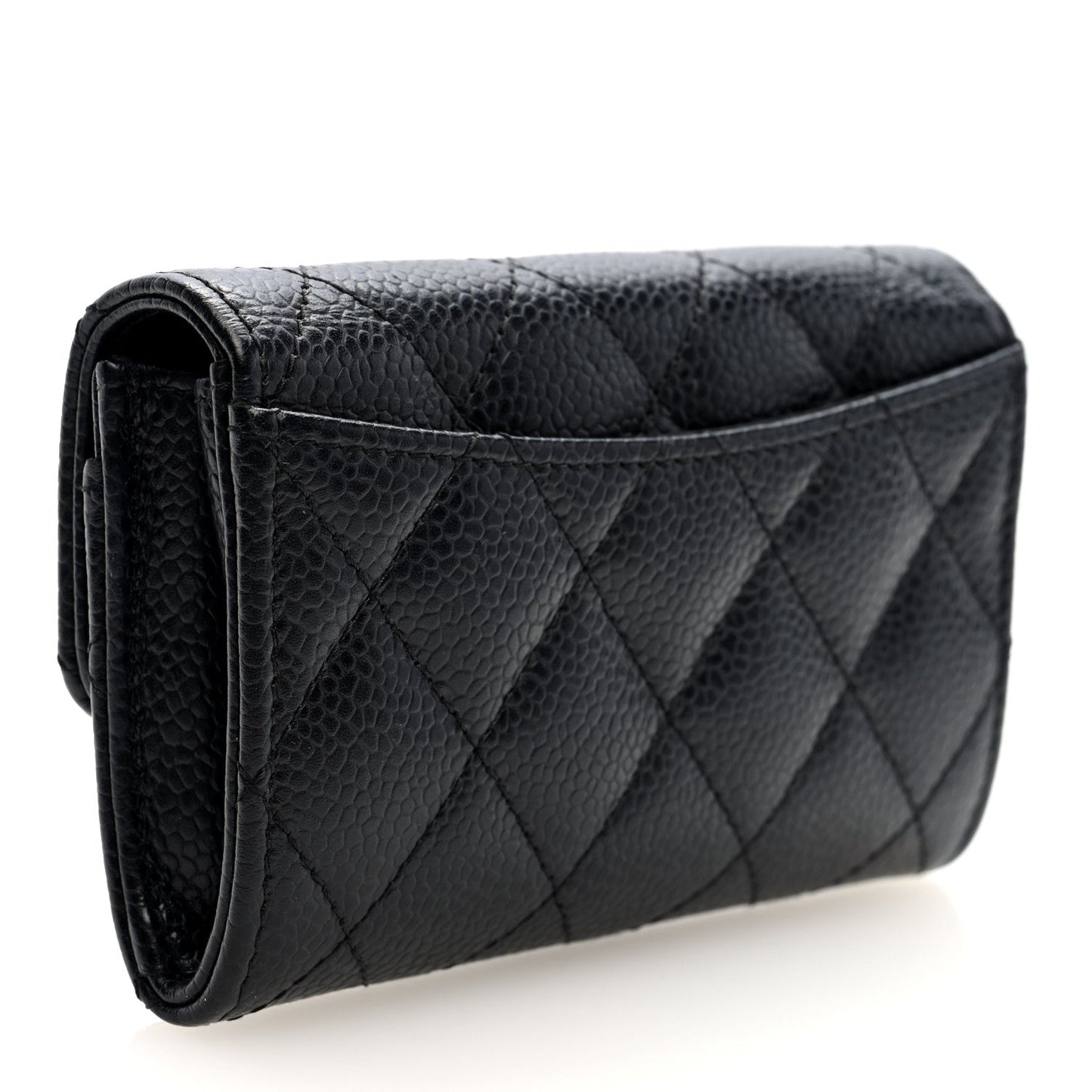 Chanel Caviar Quilted Flap Card Holder Wallet Black