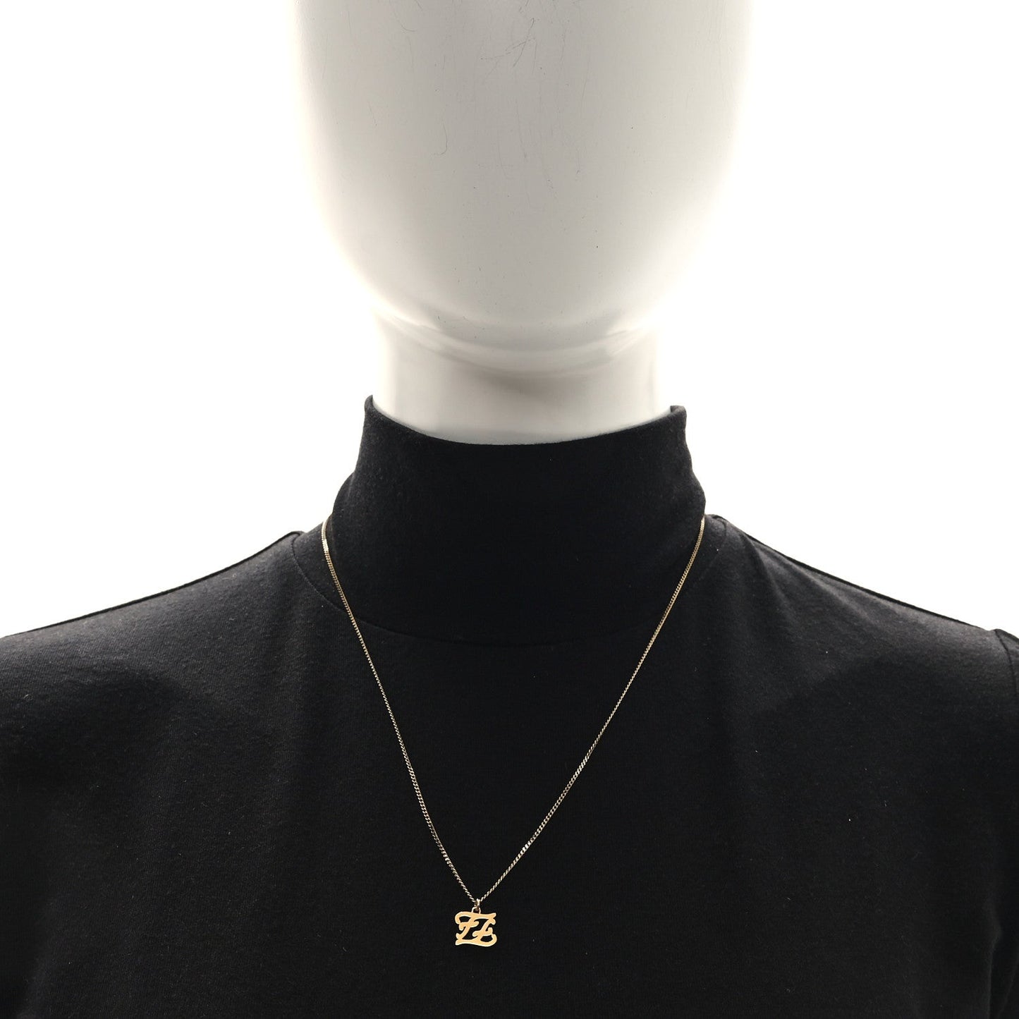 Fendi Metal Karligraphy Necklace Gold