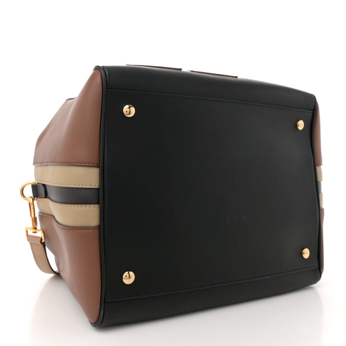 Burberry Smooth Calfskin Paneled Medium Cube Bowling Bag Black