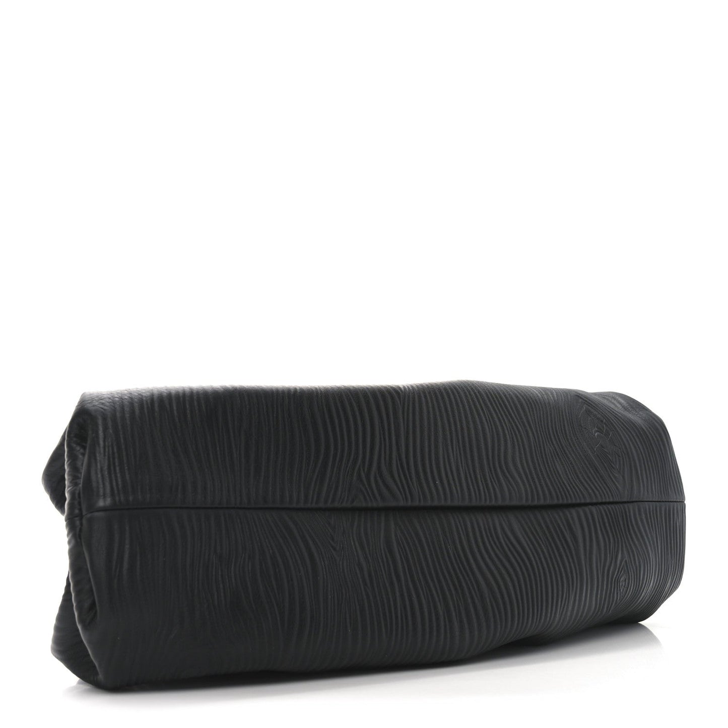 Bottega Veneta Bark Calfskin Embossed The Pouch Oversized Clutch Black