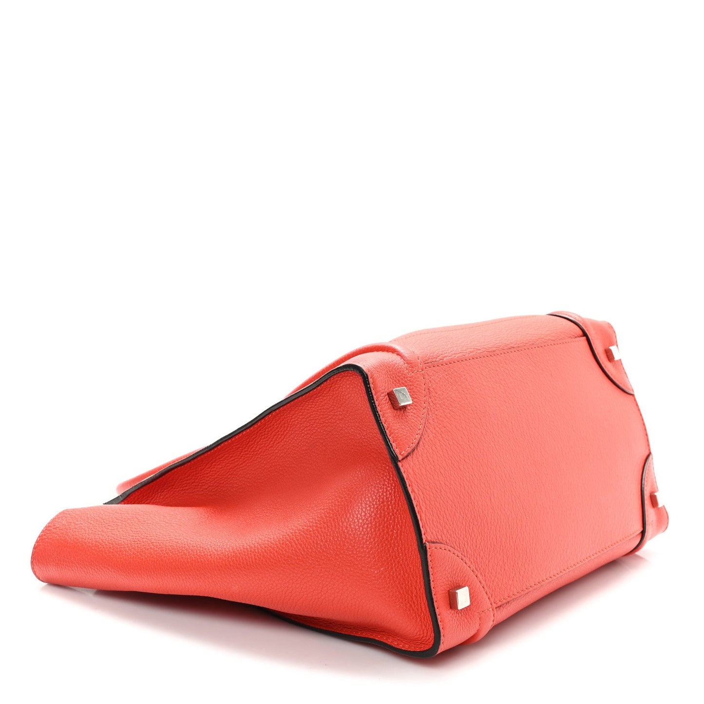 Celine Drummed Calfskin Mini Luggage Coquelicot