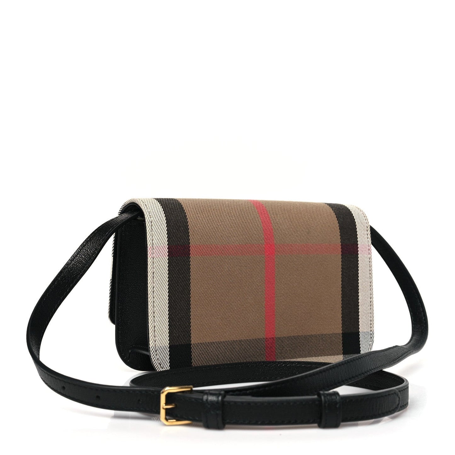 Burberry Grained Calfskin House Check Small Madison Shoulder Bag Black