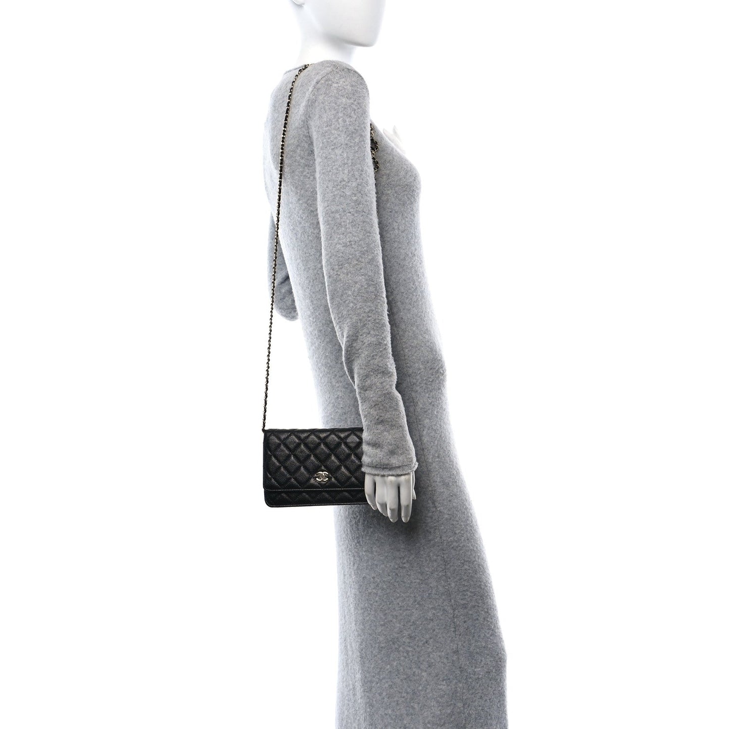 Chanel Caviar Quilted Miss Coco Wallet On Chain WOC Black