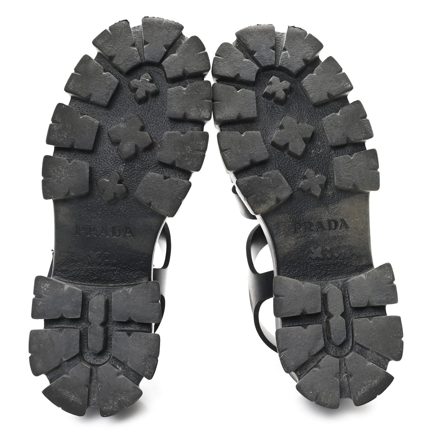 Prada Foam Rubber Triangle Logo Monolith 55mm Cage Sandals 39 Black