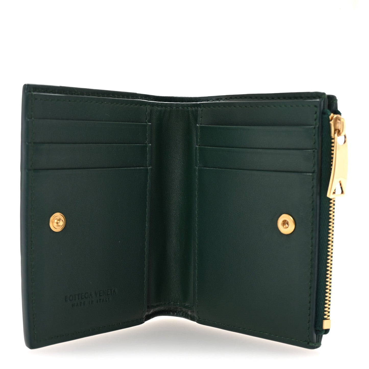 Bottega Veneta Nappa Maxi Intrecciato Bifold Zip Wallet Raintree
