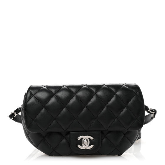 Chanel Calfskin Quilted CC Uniform Flap Belt Bag Black