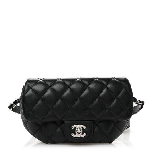 Chanel Calfskin Quilted CC Uniform Flap Belt Bag Black