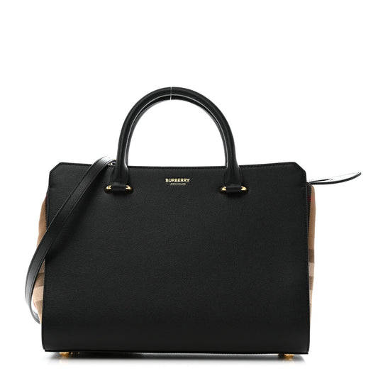 Burberry Calfskin Mega Check Small Banwell Tote Black
