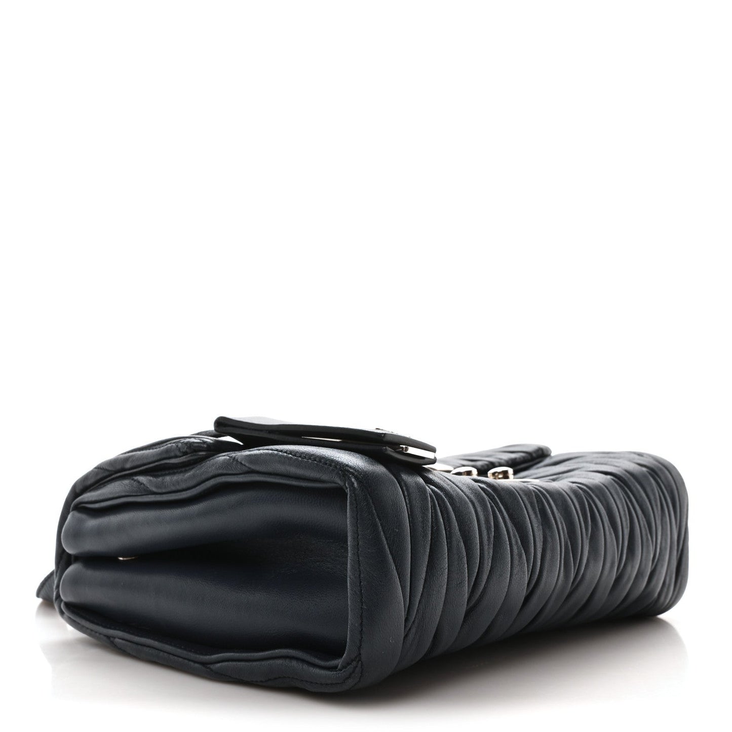 Miu Miu Nappa Matelasse Flap Bag Navy